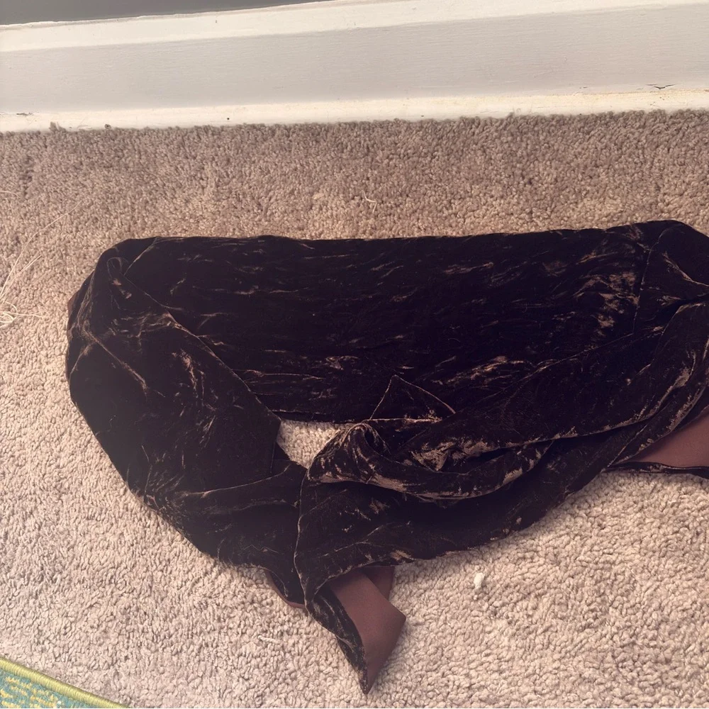 Kasper Brown Silk Blend Velvet Scarf | 82% Rayon 18% Silk | Luxe Minimalist Wrap